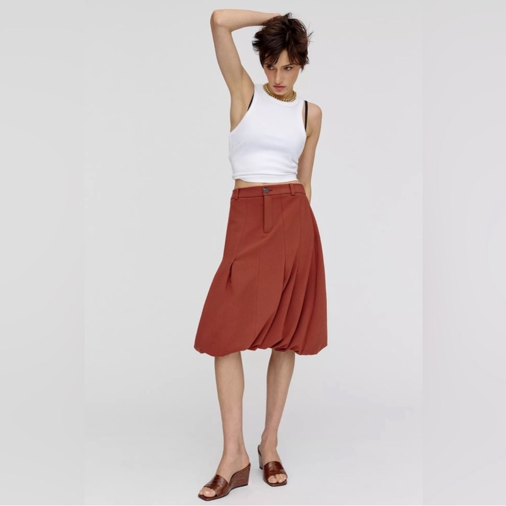 Maeve Anthropologie Pleated Balloon Skirt Chocolate Brown size small